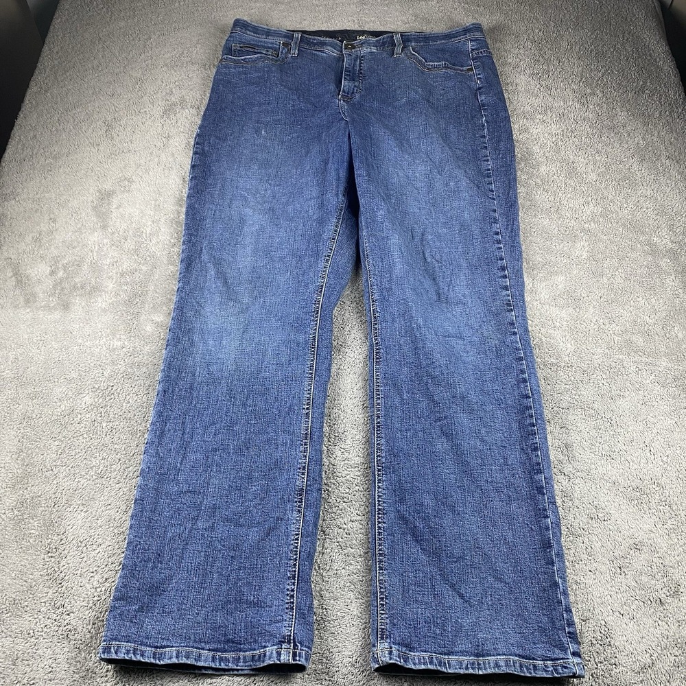 Lee Comfort Waistband Stretch Straight‎ Fit Jeans Mens 18 Medium Blue Mid Rise